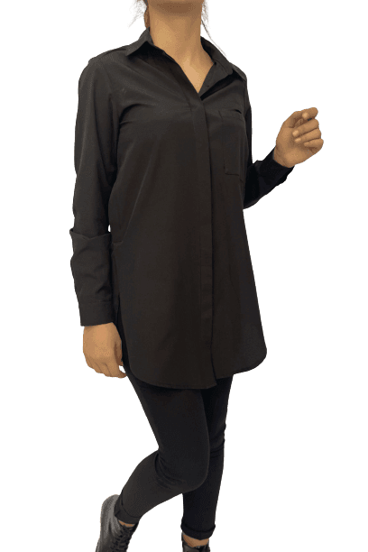 Alternative view of Kadın Tek Cepli Gömlek-Siyah