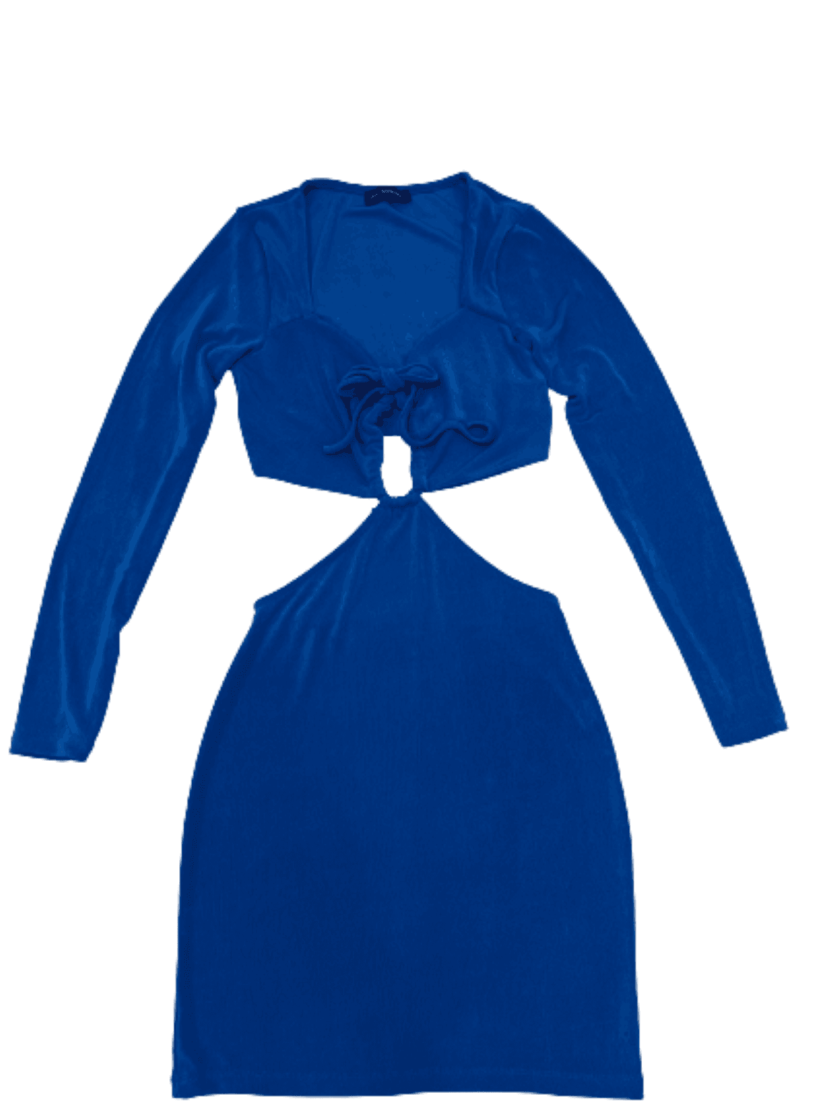 Kadın- Bağlama Detaylı Elbise-Mavi